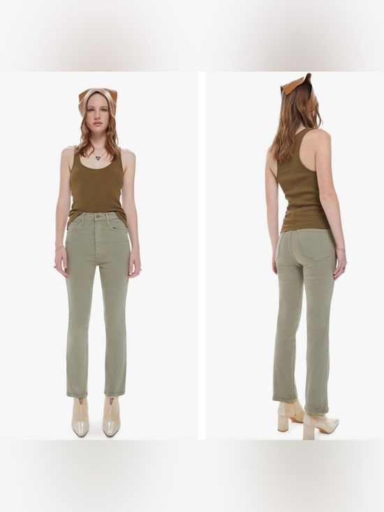MOTHER Denim - Mother High Waisted Smokin Double Ankle Jeans Oil Green